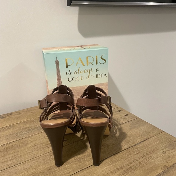 Franco Sarto brown leather platform heels size 8.5 - Picture 5 of 7